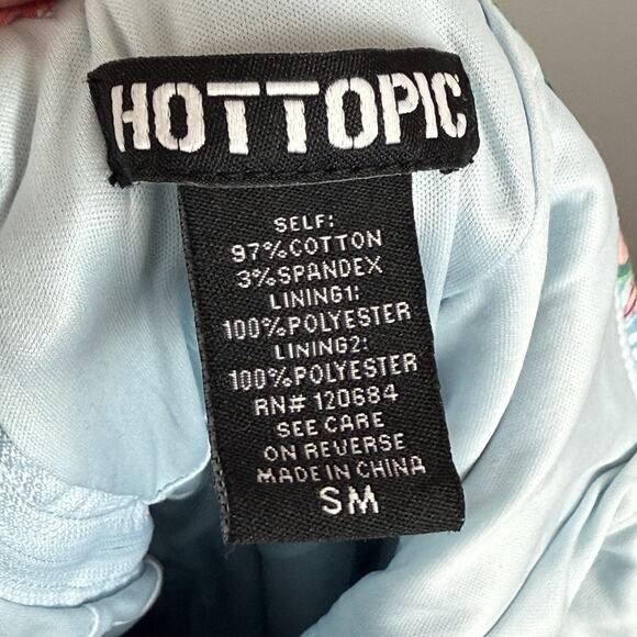 Hot Topic Tiki Blue Floral Swing Dress Small Summer Hawaiian Themed Retro 1950s - Picture 9 of 9